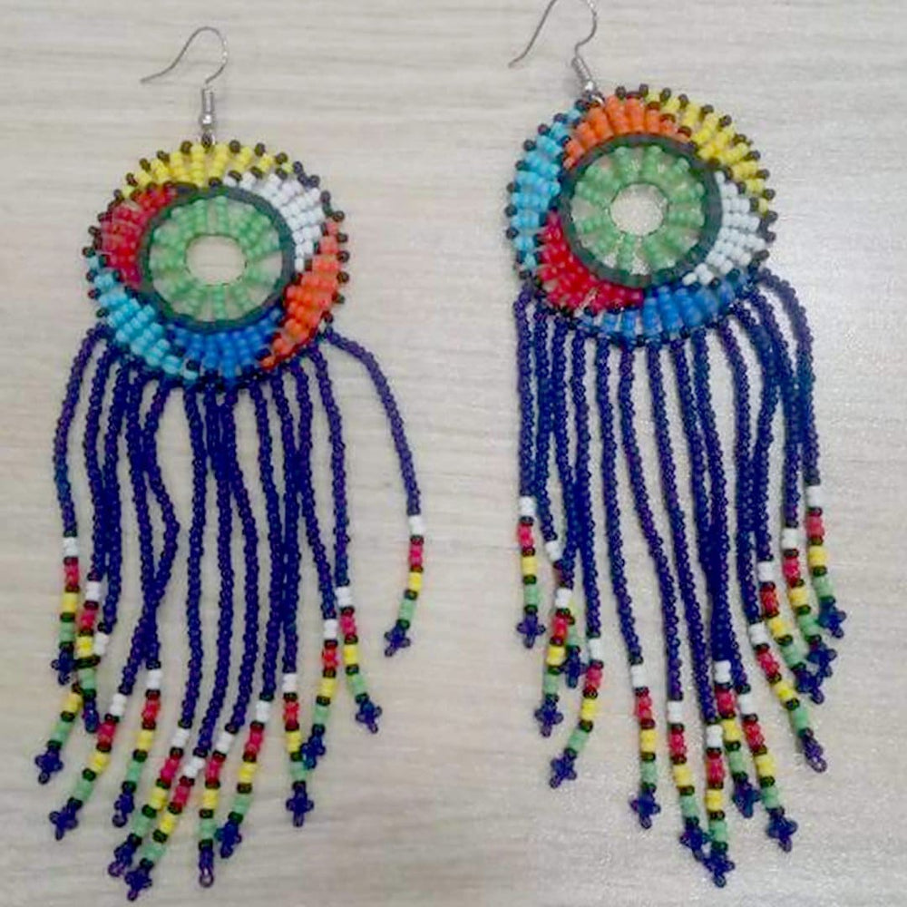 Earrings White or Blue African beaded earrings Zulu Drop Multicolored Maasai jewelry - by Naruki Crafts