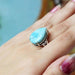 rings Bold Larimar Cabochon Cut Pear Shaped Silver Ring - by Maya Studio