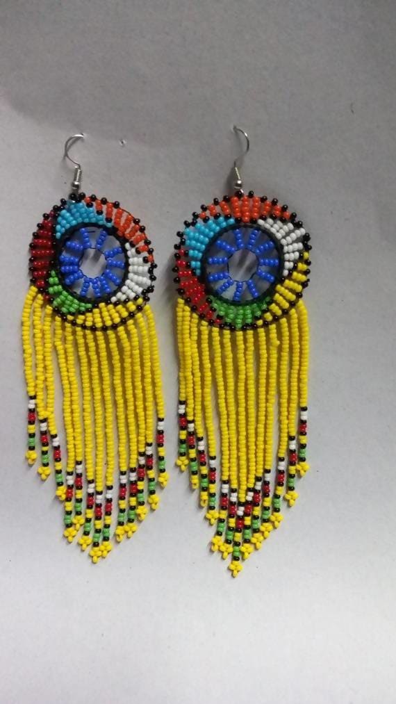 Earrings African earrings Beaded Boho Elegant Multicolored Gift for her Tribal Moms gift - Title by Naruki Crafts