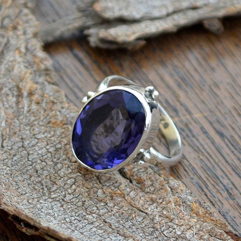 rings Blue Quartz Ring 925 Sterling Silver Jewelry Nickel Free - by NativeFineJewelry