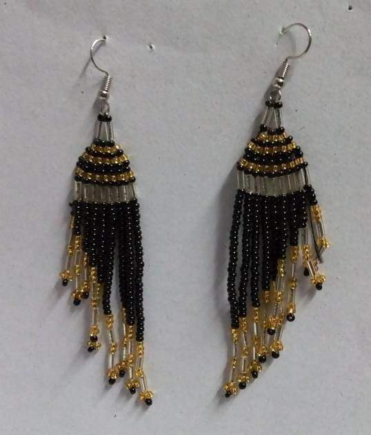 Earrings Beaded Tassel earrings African black Boho Gift for her Fringe - Title by Naruki Crafts
