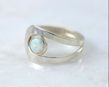 rings Silver White Opal Sterling Ring,Handmade Gemstone Jewelry Gift for Her - by InishaCreation