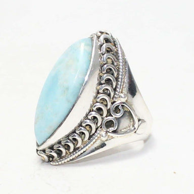 rings Amazing NATURAL DOMINICAN LARIMAR Gemstone Ring Birthstone 925 Sterling Silver Fashion Handmade Jewelry All Size Gift - by Zone