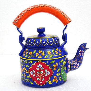 Kaushalam Hand Painted Tea Pot : Peacock Garden - Title - Painted Teapots