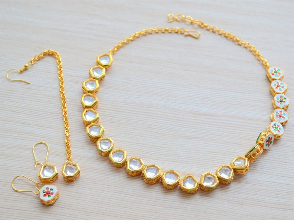 Indian Bridal Wedding Kundan Choker 5 Pcs Pearl Jewelry Necklace Earrings  Set | eBay