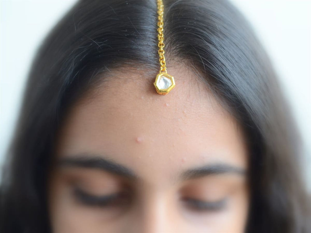 jewelry set Kundan Choker necklace Set Indian Wedding Rajasthani polki earring and maang tikka - by Pretty Ponytails