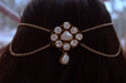 hair accessories Kundan Matha Patti Maang Tikka Headpiece Bridal Hair Accessory Set - by Pretty Ponytails