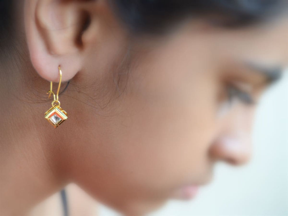 jewelry set Kundan Necklace Jewelry Set Rajasthani Jaipur Polki Princess Cut Square Stones - by Pretty Ponytails