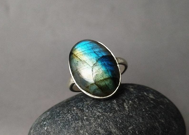 rings Labradorite 925 Silver Ring,Handmade Oval Jewelry,For Woman - by TanaBanaCrafts