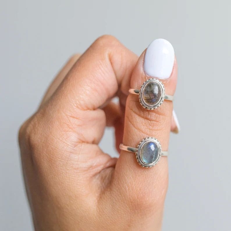 Labradorite Bali Silver Ring for Women Handmade Jewelry Gift - by Aurolius