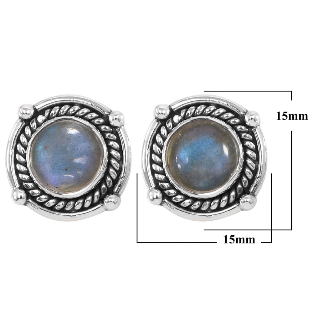 Labradorite Earring 925 Sterling Silver Stud stud 15X15mm For Women - by Rajtarang