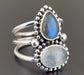 Labradorite Rainbow Moonstone 925 Sterling Silver Ring Multi Stone Handmade Jewelry Gift For Her - By Girivar Creations