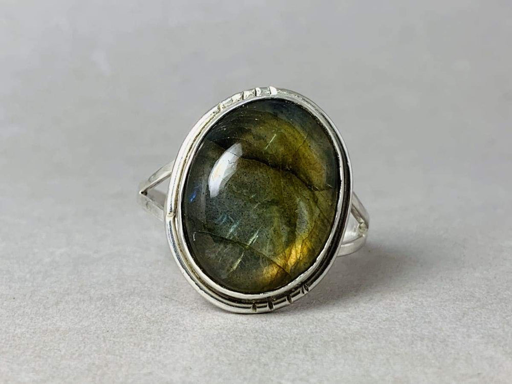 Rings Labradorite Ring Sterling Silver February and March Birthstone Handmade Gift For Her Woman Boho Gemstone