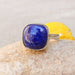 rings Lapis Lazuli Cushion Ring Handmade Statement lazuli Birthday Gift Promise Sterling Silver for Her - 6 by Finesilverstudio Jewelry