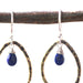 Lapis Lazuli Earrings And Oxidized Brass Teardrop Shape In Hammer Textured On Sterling Silver Hook Style - By Metal Studio Jewelry