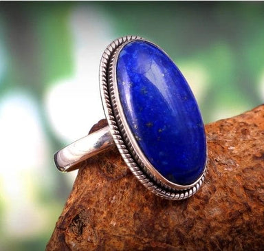 rings Lapis Lazuli Gemstone 925 Sterling Silver Ring Handmade Healing Crystal Jewelry September Birthstone Gift for Her - by InishaCreation