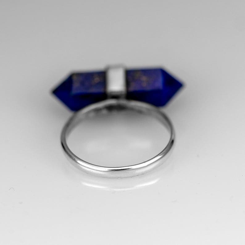 Lapis Lazuli Gemstone Pencil 925 Sterling Silver Ring,handmade Designer Cut Solitaire Jewelry Gift for her - by Inishacreation
