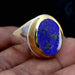 rings Lapis Lazuli Men’s Two Tone Solid 925 Silver Ring Handcrafted Engagement Jewelry Anniversary Gift - by InishaCreation