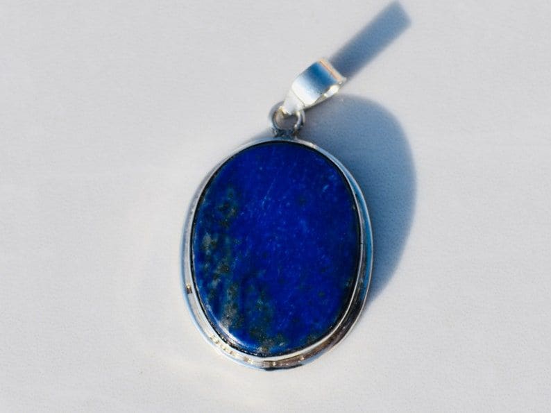Lapis Lazuli Pendant Sterling Silver Gemstone Blue Handmade Unique - By Tanabanacrafts