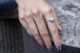rings Lapis Lazuli Rhodium Ring Half Moon Stone,Ring/Toe Geometric Jewellery Gypsy Bohemian Casual Jewelry MR30 Adjustable - by Silver Soul 