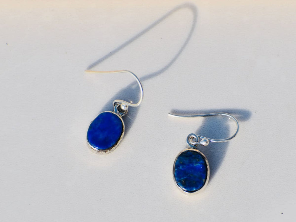 Lapis Lazuli Sterling Silver Earrings Gemstone Blue Handmade Woman Gift, - By Tanabanacrafts