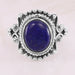 Lapis Lazuli Sterling Silver Solitaire Ring Oval Blue Gemstone Boho Handmade Birthstone Ring, - by Rajtarang