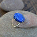 Rings Lapis Ring - Large Lazuli -Lapis - Prong Set - 925 Sterling Silver - Gemstone- Yellow Gold