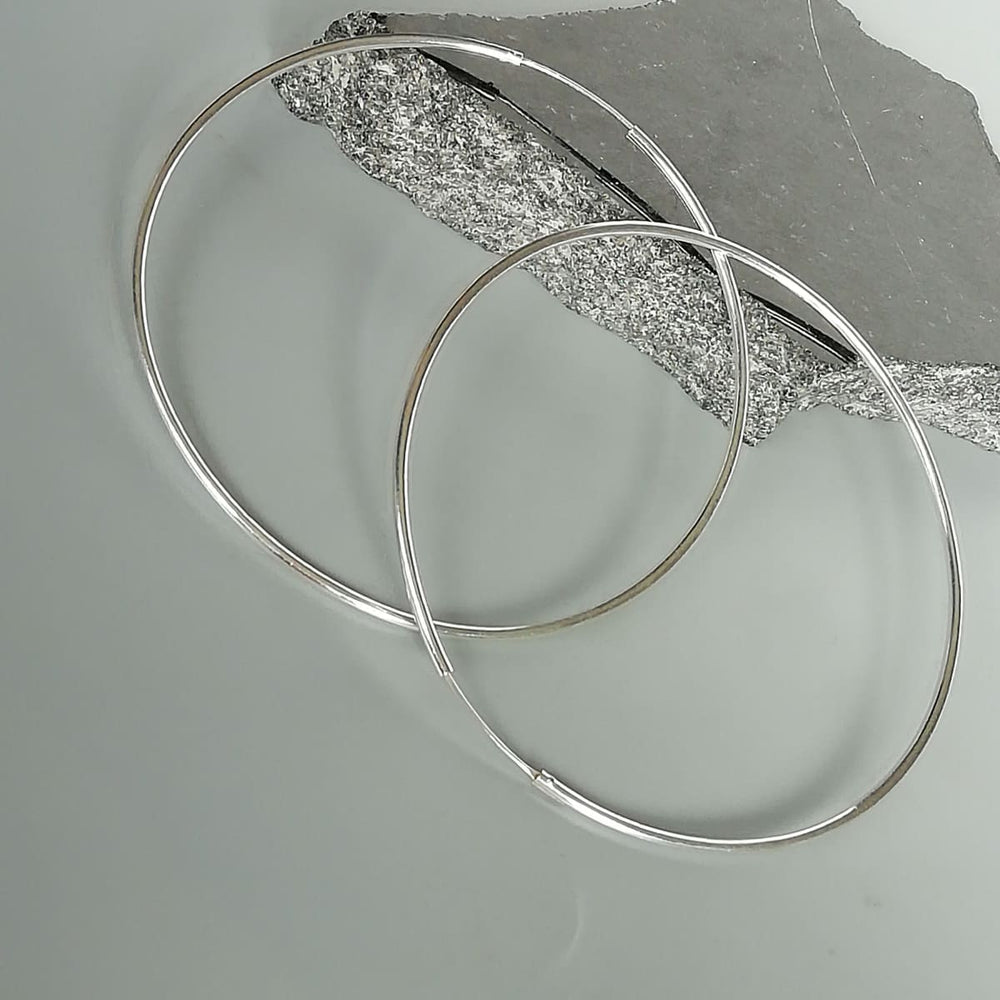 Large and Light 90 Mm Continuous Sterling Silver Hoops | Endless | E1047 - by Oneyellowbutterfly