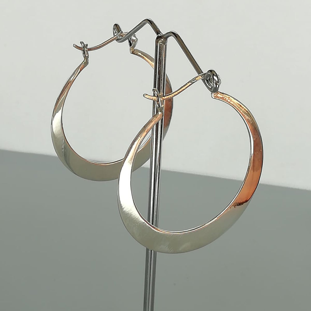 Large silver hoops | 40 mm hoop earrings | Flat hoops| Minimalist | Silver ear | E809 - by OneYellowButterfly