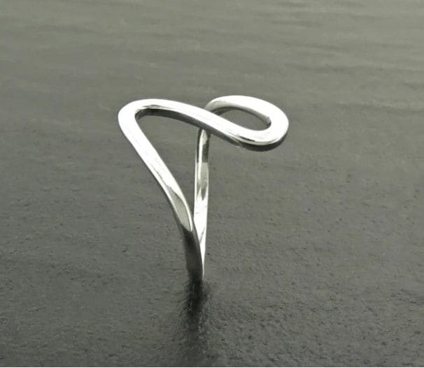 rings Large Wave Ring - Sterling Silver - Wavy - Popular - Curved - Zigzag - Heart Beat - Infinity - Z ring - by Ancient Craft