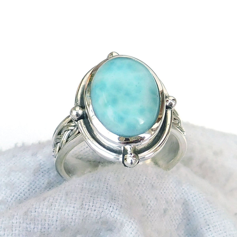 rings Larimar Ring Natural 925 Sterling silver Blue Ring-D044 - by Adorable Craft