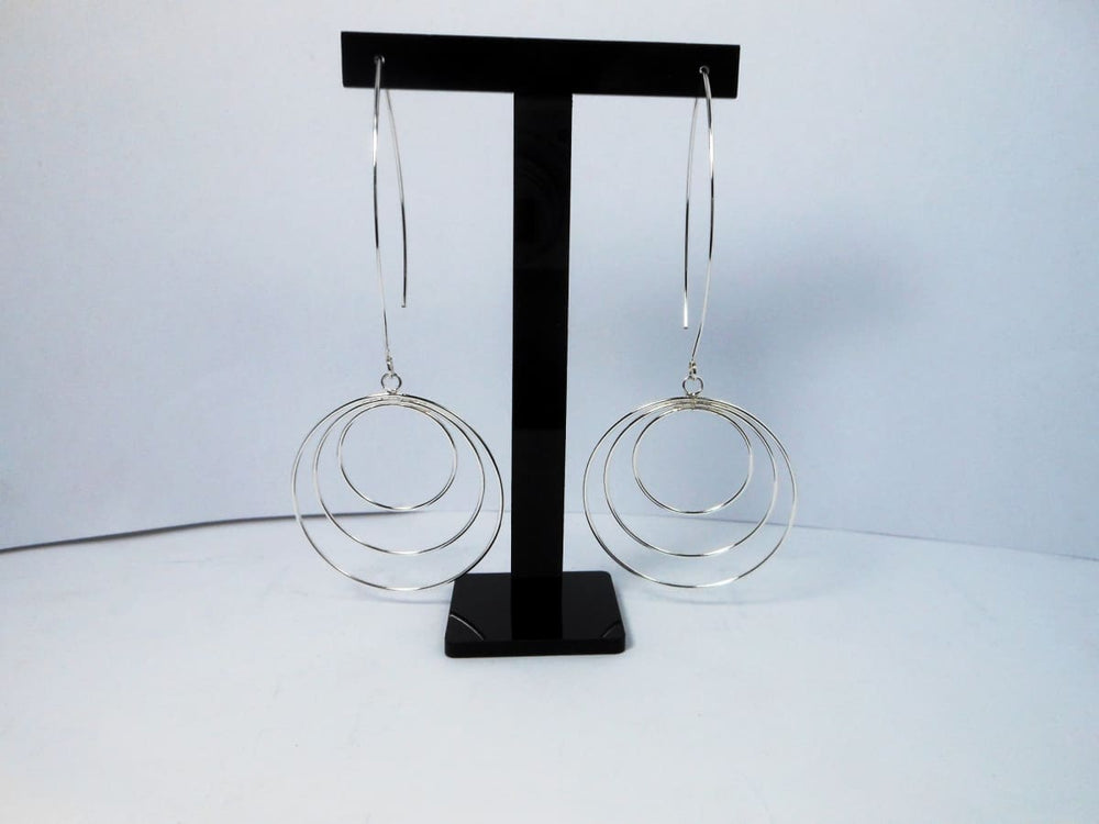 Layer Hoop Drop Earrings Circle 93mm - by Sup Silver