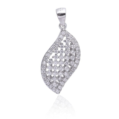 Leaf Design Zircon Gemstone 925 Sterling Silver Pendant Earrings Handmade Set - by Vidita Jewels