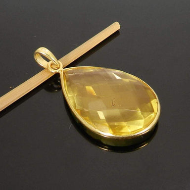 Necklaces Lemon quartz Gemstone Silver Gold Plated Handmade Bezel set Pendant