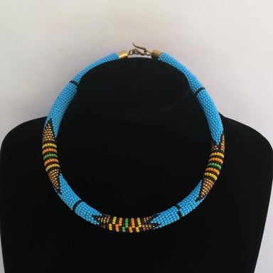 Necklaces Light Blue Maasai Beaded Necklace - by Naruki Crafts