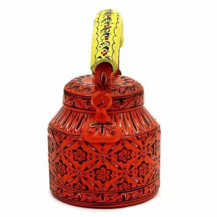 Painted Teapots Handmade Colorful Kaushalam Teapot: Orange Delight