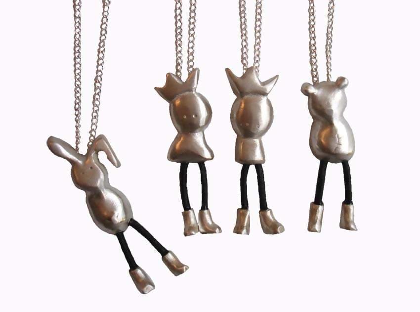Necklaces little bear whit boots silver necklace teddy san valentin gift first get well present hand made - Title by Mai Solorzano