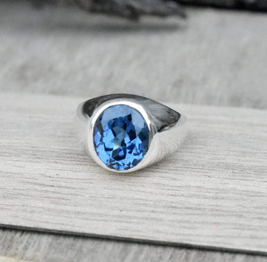 london blue topaz ring women faceted 925 sterling silver gemstone engagement jewelry bold - by jaipur art jewels