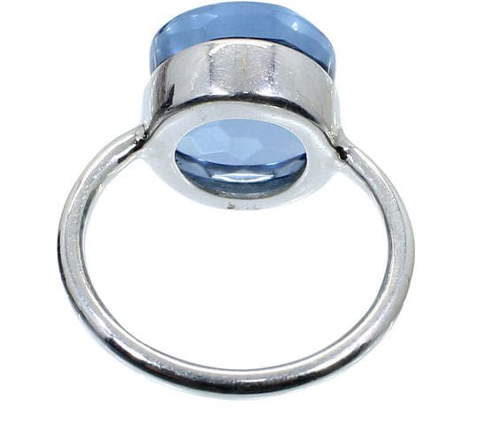 London Blue Topaz Hydro 925 Sterling Silver Handmade Bezel Set Simple Ring Round Shape Fancy for Anniversary Gift - by Nehal Jewelry