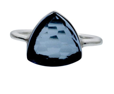 London Blue Topaz Hydro 925 Sterling Silver Ring Wholesale Gemstone Handmade Bezel Set - by Nehal Jewelry