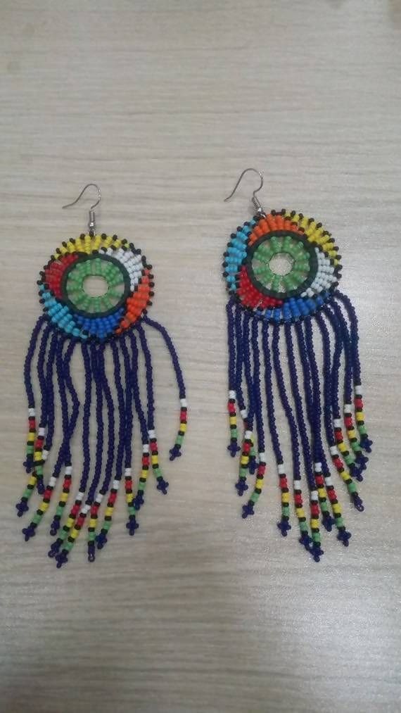 Maasai Beaded Multicolored Dangle Earrings - By Naruki Crafts