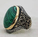 Malachite Mens Gemstone Ring Designer Birthstone 925 Solid Sterling Silver Boys Ring, - by InishaCreation
