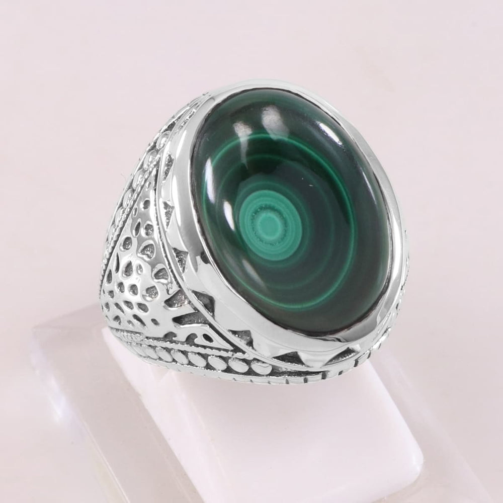 rings Malachite Ring Sterling Silver Natural Gemstone 925 Handmade Promise - 7 by Rajtarang
