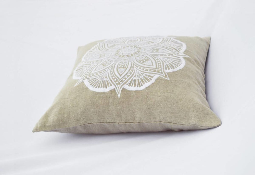Mandala Linen Pillow Cover Embroidered Case Tribal Indian Craft Ethnic 16x16 - By Vliving