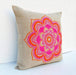 Mandala linen pillow cover embroidered pillow case tribal indian craft pillow ethnic 16X16 - Pillows & Cushions