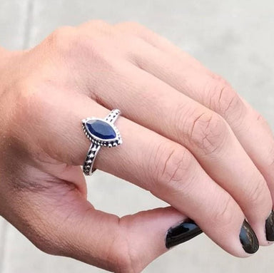 rings Marquise Blue Sapphire 925 Sterling Silver Ring Birthstone,Gift for her - by InishaCreation