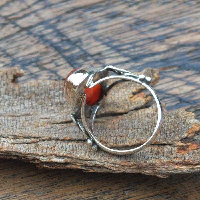 Rings Marquise Red Onyx Gemstone Ring 925 Sterling Silver Artisan Handmade Gift