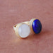 18K Matte Gold Plated Rainbow Moonstone And Lapis Lazuli Gemstone Simple Everyday Ring - by Bhagat Jewels