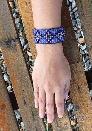 Bracelets Maya Woven Crystal Cuff Bracelet Blues