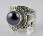 Freshwater Black Pearl Round 925 Solid Sterling Silver Handmade Ring Size 4-13 Us - By Navyacraft